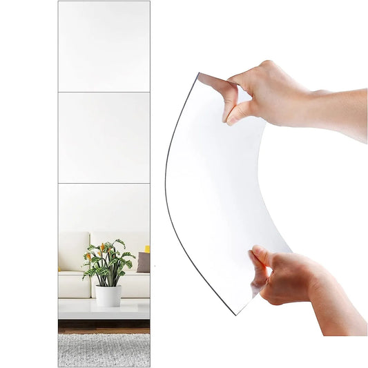 Acrílico Full Length parede espelho telhas, Shatterproof, parede-montado, quarto, casa 30x30cm, 4pcs.